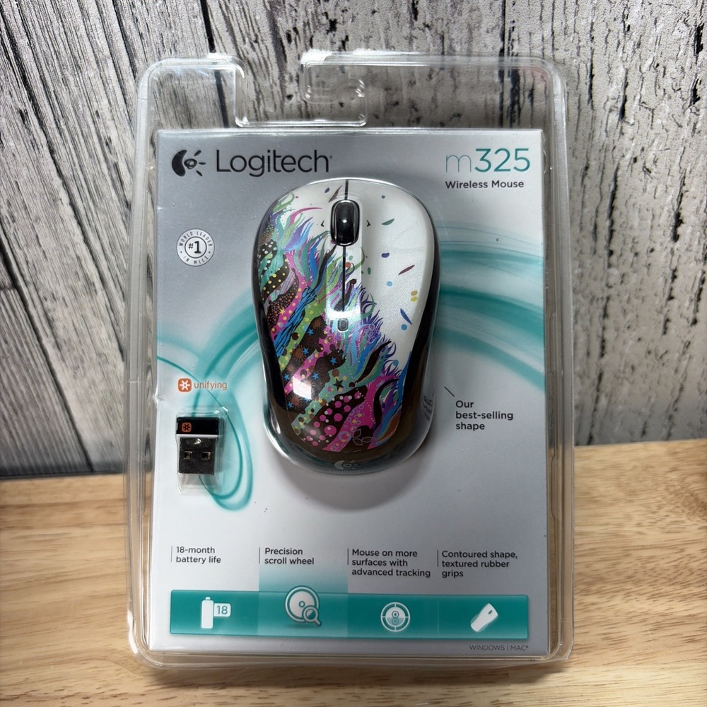 Logitech Wireless Mouse M325 Celebration Black 910-003803 NEW